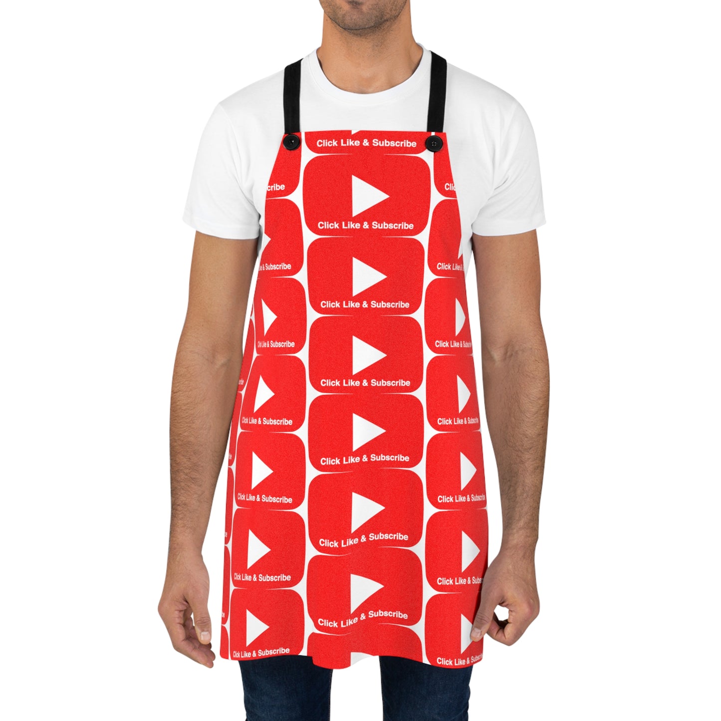 The Red Bar Click Like and Subscribe apron