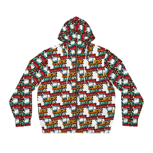 Full-Zip Hoodie 8 Bit Click Like and Subscribe for Video Creators
