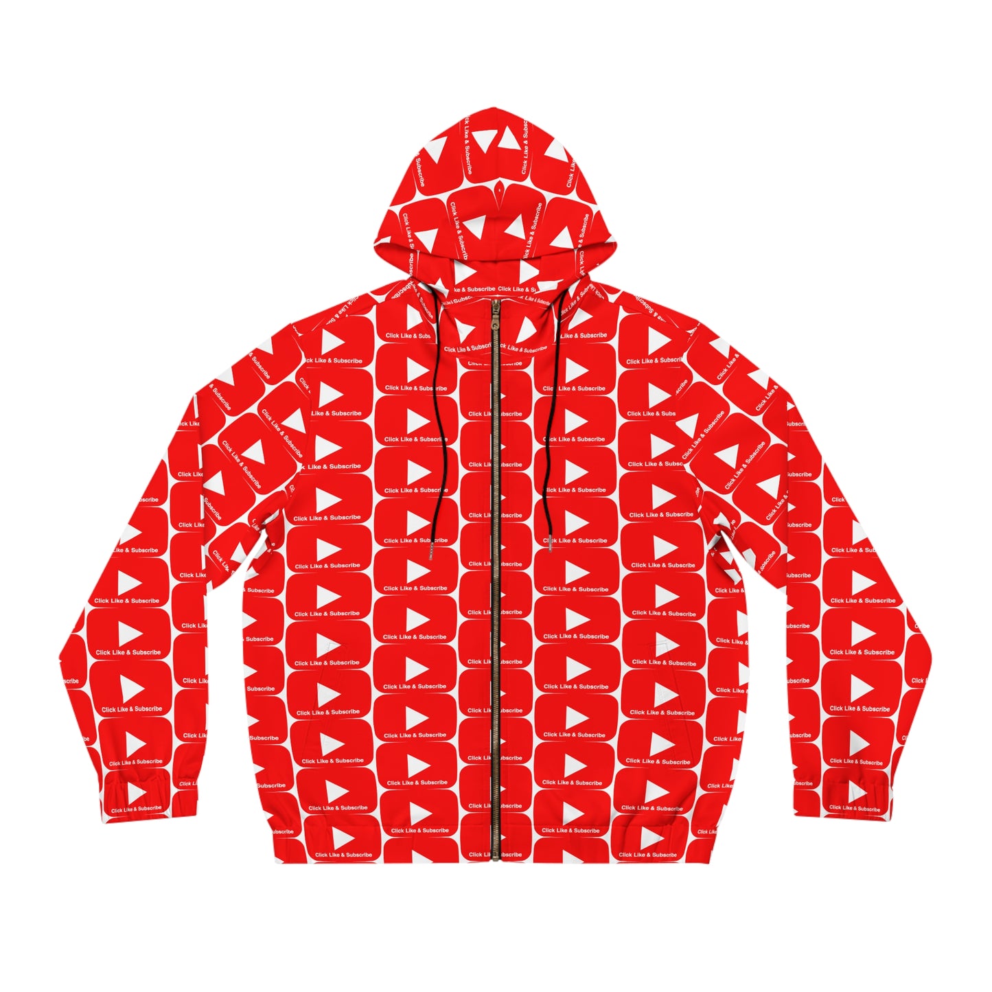 Full-Zip Hoodie Red Bar Click Like and Subscribe for Video Creators
