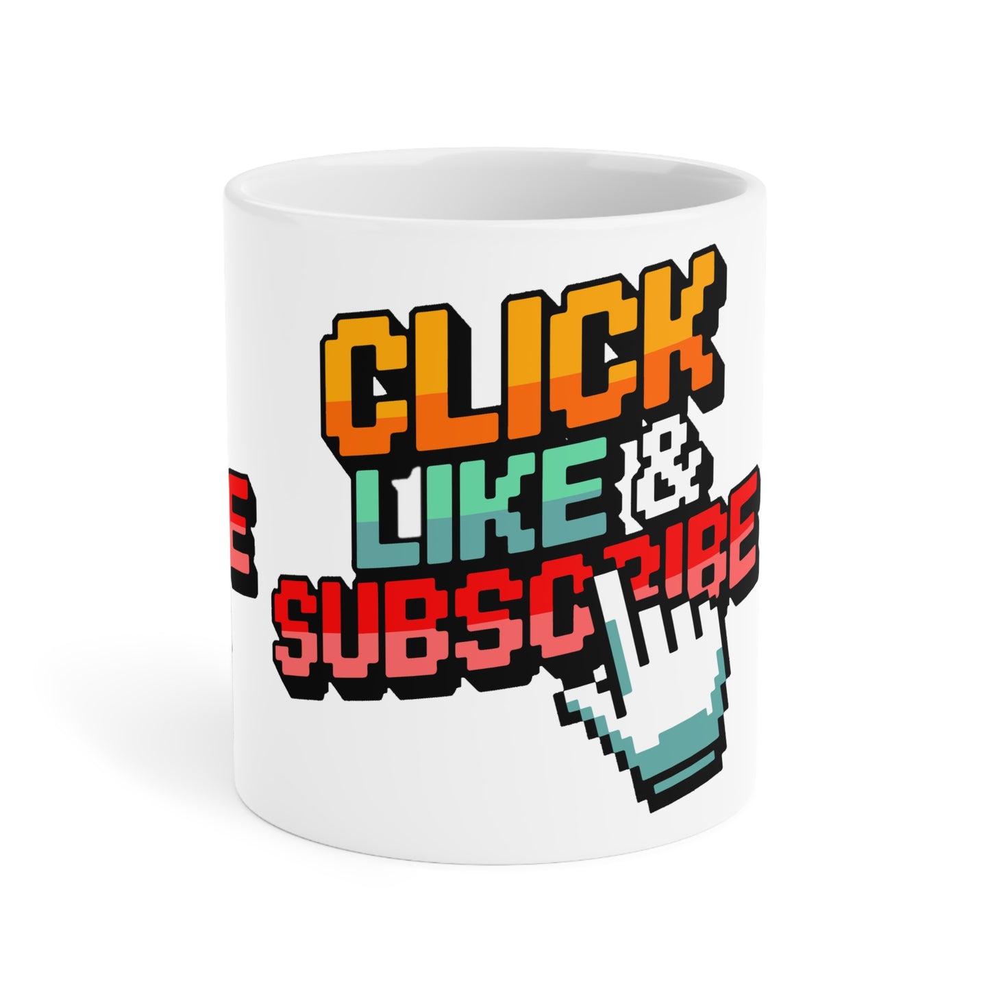 Big 8-Bit Click Like & Subscribe - Ceramic Mugs (11oz\15oz\20oz)