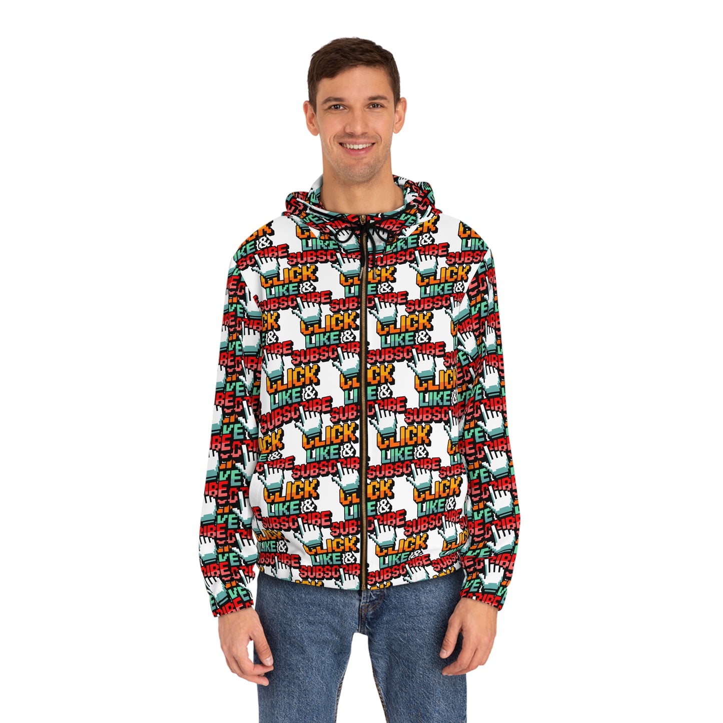 Full-Zip Hoodie 8 Bit Click Like and Subscribe for Video Creators