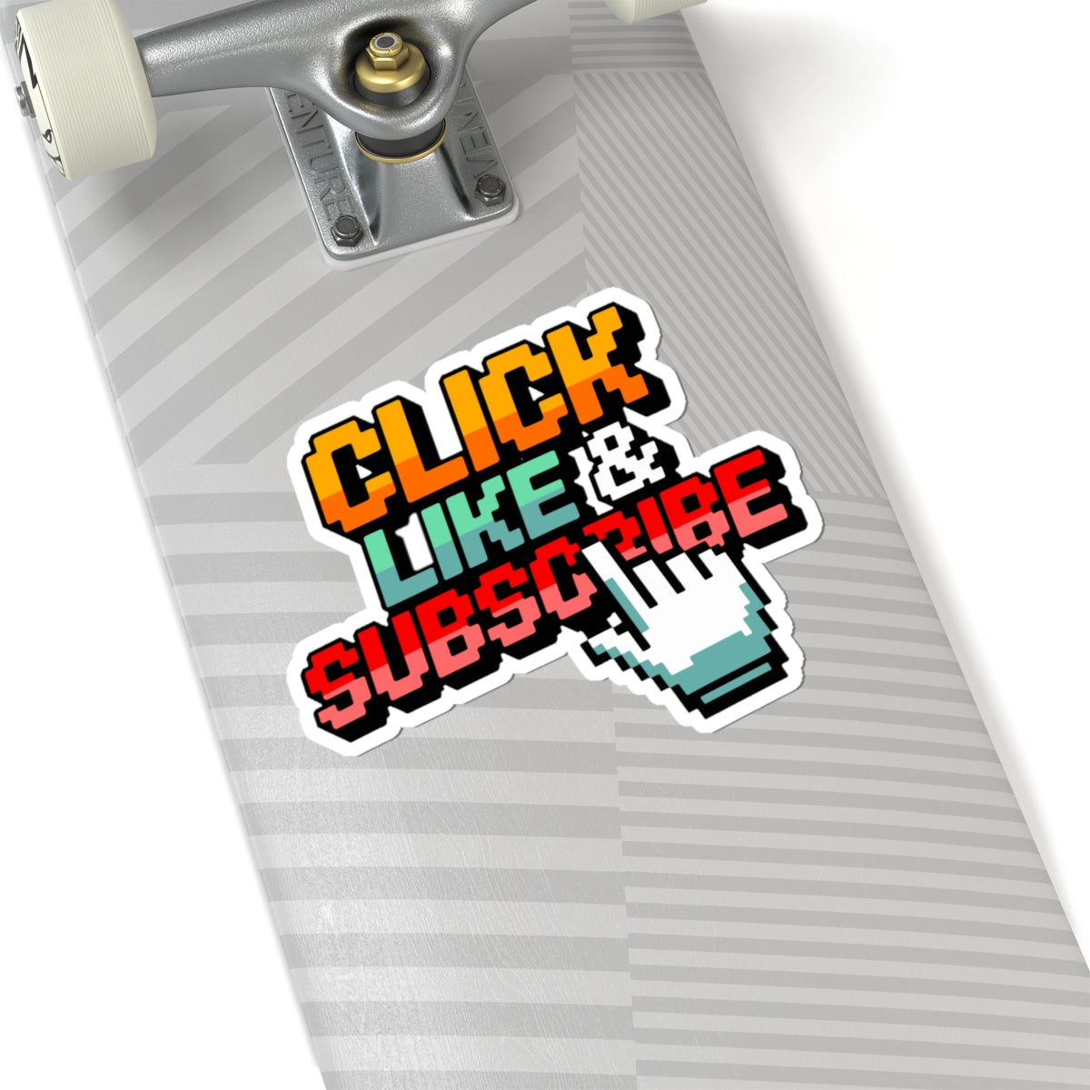 8-Bit Click Like and Subscribe Kiss-Cut Stickers - Content Creator Stickers