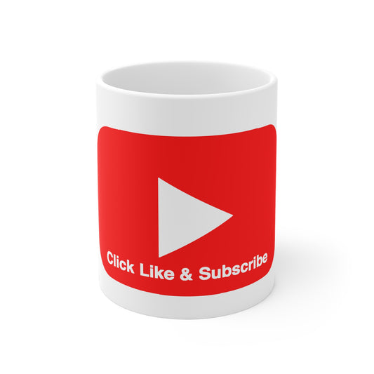 Big Red bar Click Like & Subscribe - Ceramic Mugs (11oz\15oz\20oz)
