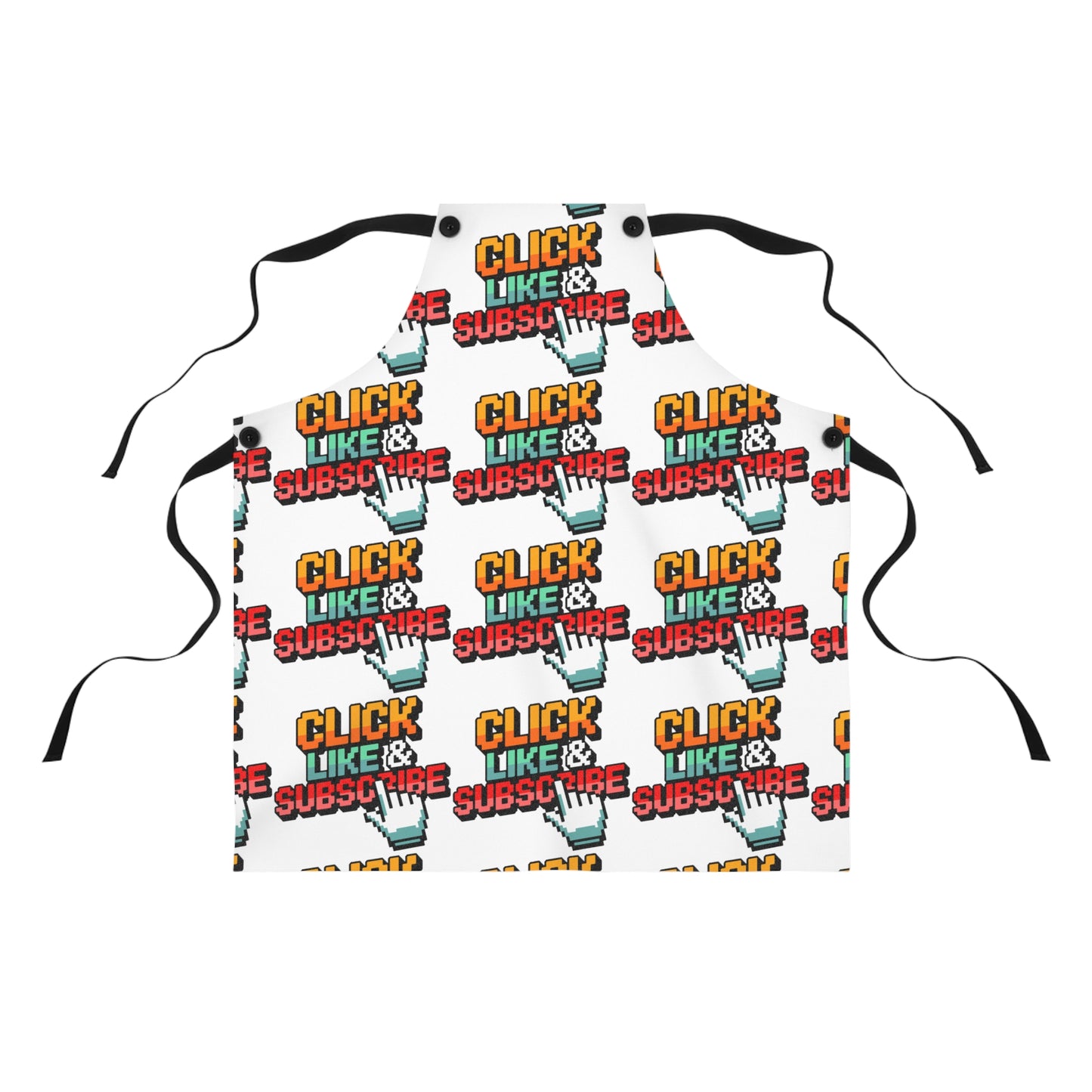 The 8-Bit Click Like and Subscribe apron