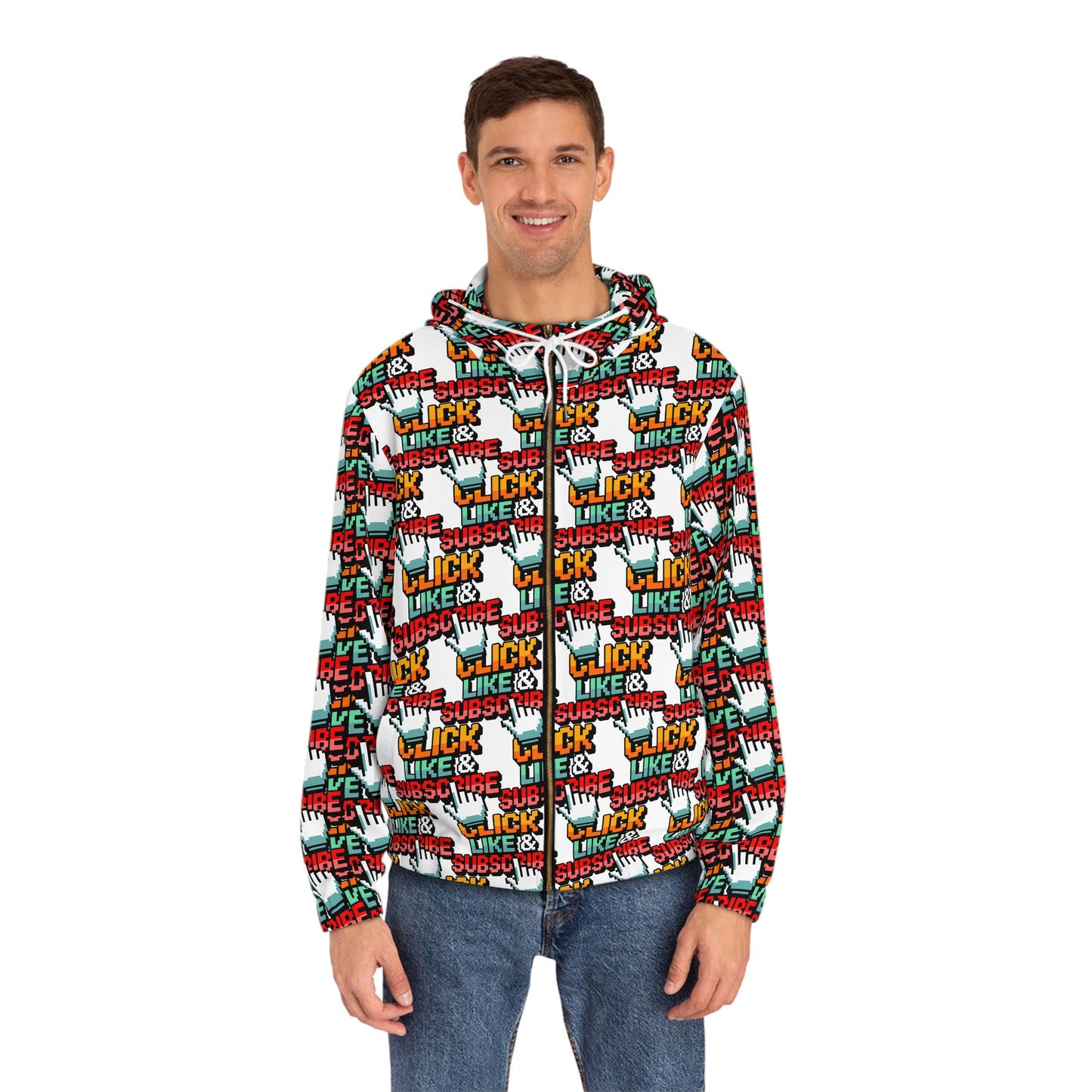 Full-Zip Hoodie 8 Bit Click Like and Subscribe for Video Creators