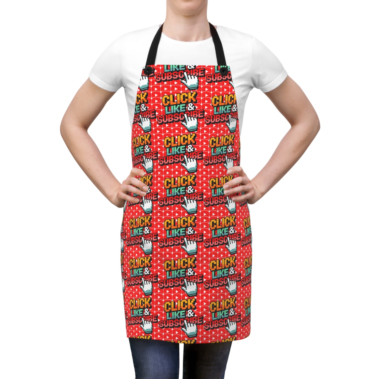 Red Bar + 8 Bit Click Like and Subscribe Apron