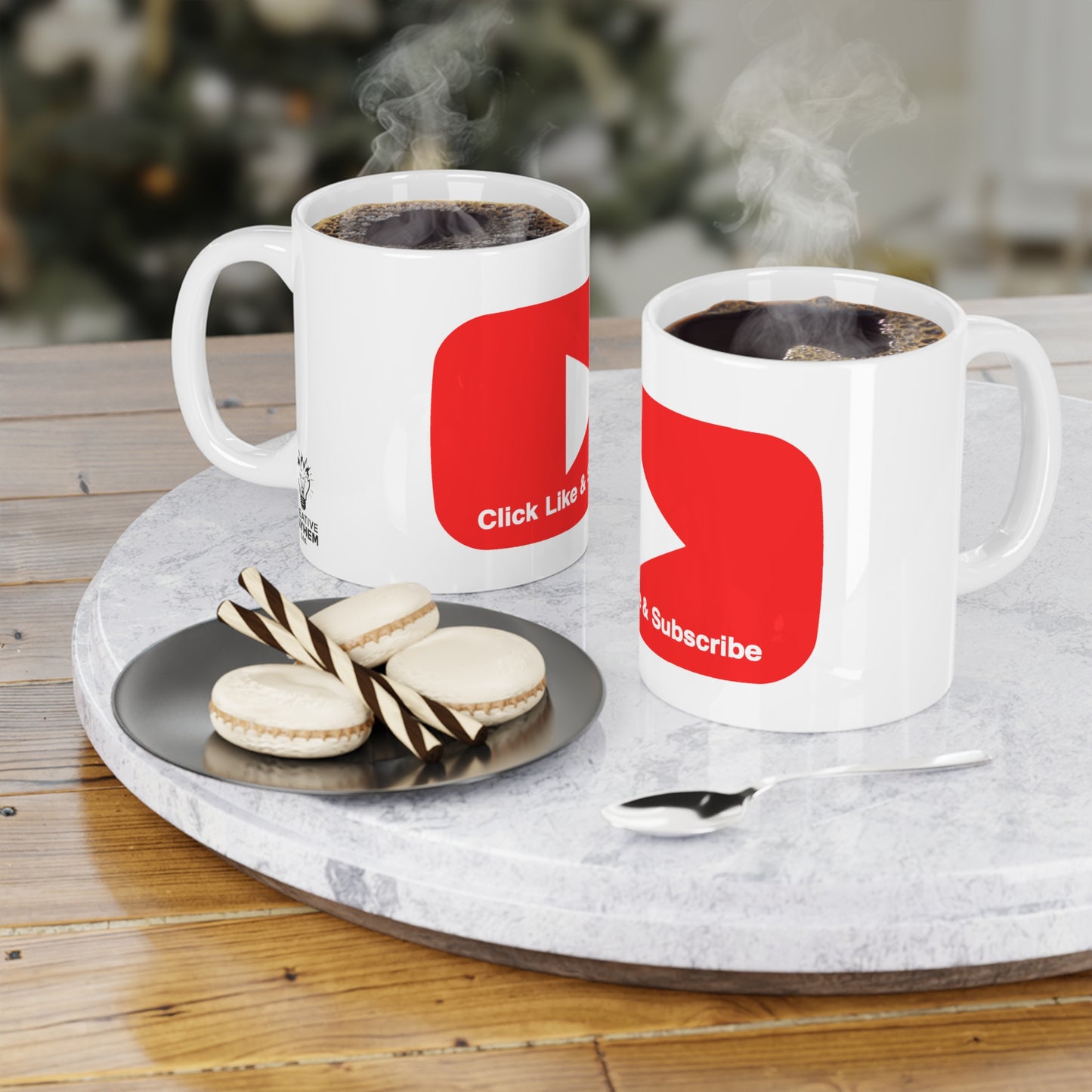 Big Red bar Click Like & Subscribe - Ceramic Mugs (11oz\15oz\20oz)