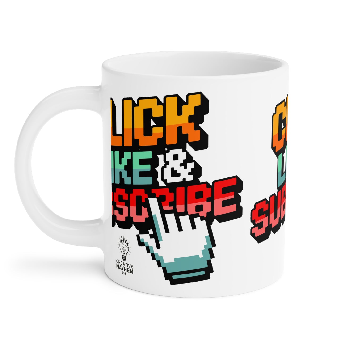 Big 8-Bit Click Like & Subscribe - Ceramic Mugs (11oz\15oz\20oz)