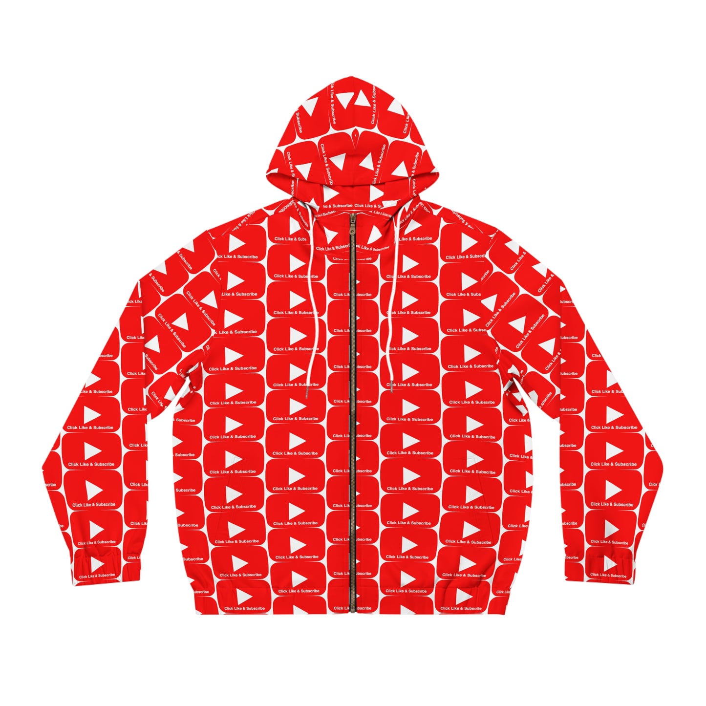 Full-Zip Hoodie Red Bar Click Like and Subscribe for Video Creators