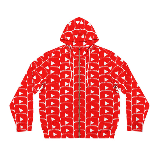 Full-Zip Hoodie Red Bar Click Like and Subscribe for Video Creators