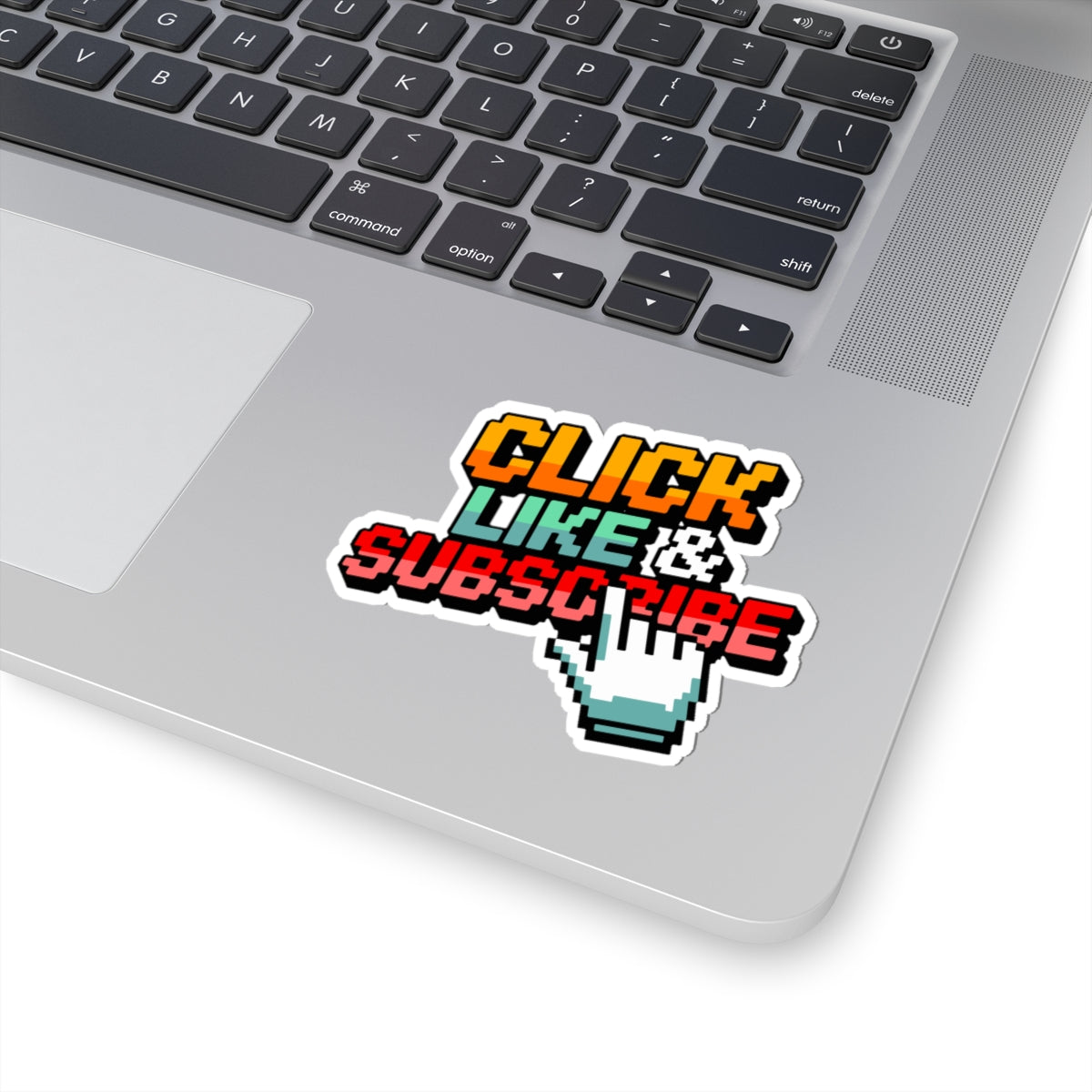 8-Bit Click Like and Subscribe Kiss-Cut Stickers - Content Creator Stickers