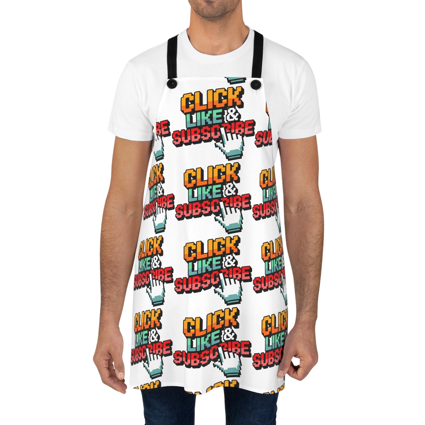 The 8-Bit Click Like and Subscribe apron