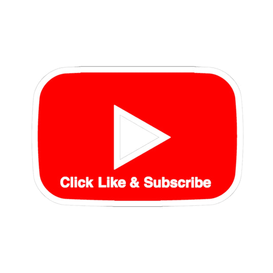 Kiss-Cut Stickers - Red Bar Center Cut Out Click Like and Subscribe Sticker