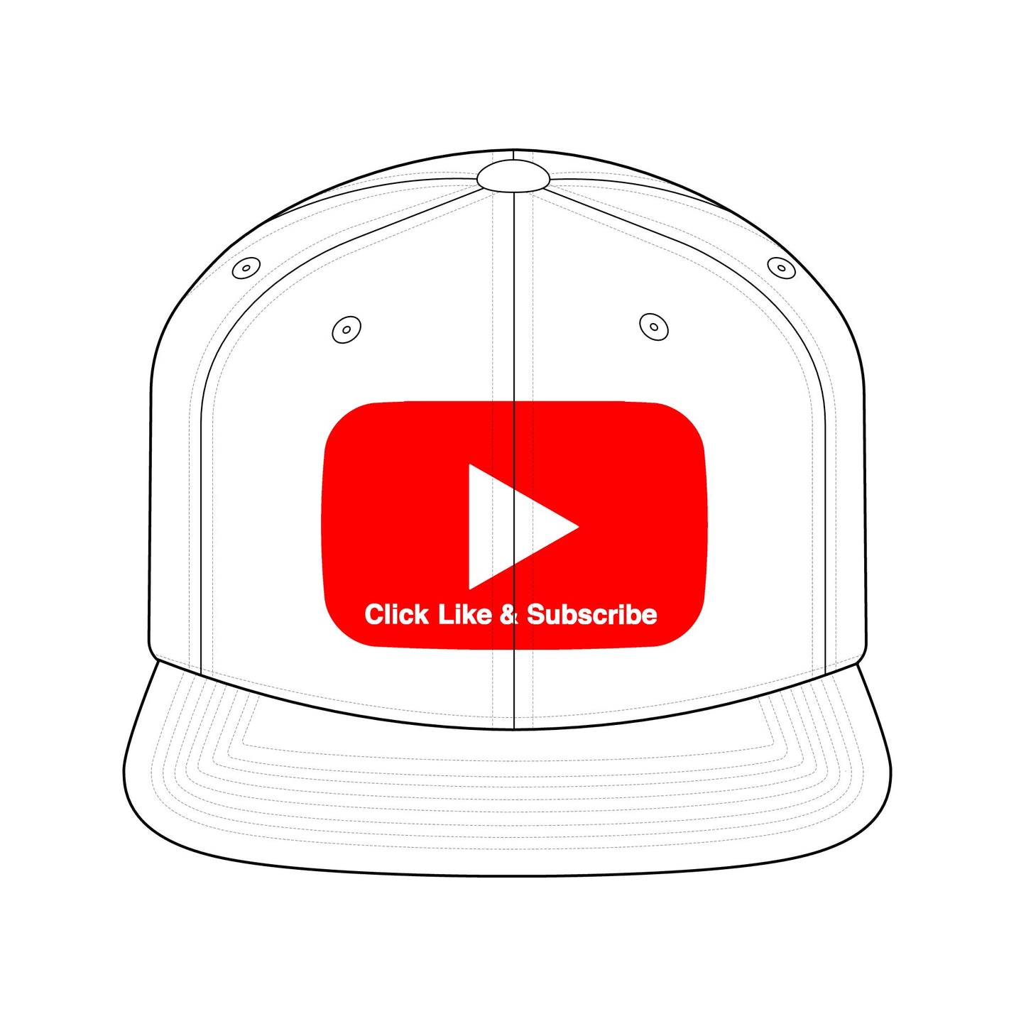 Red Bar Click Like and Subscribe Snapback Caps