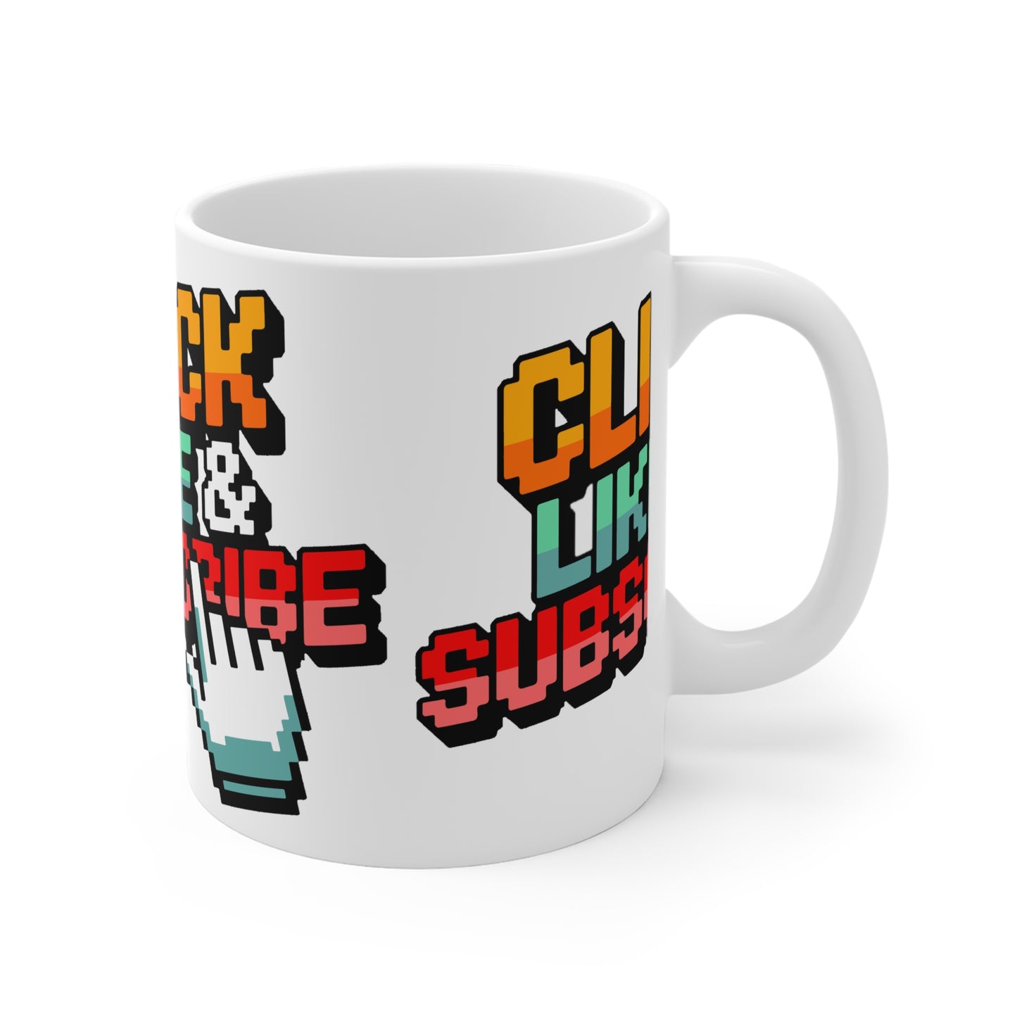Big 8-Bit Click Like & Subscribe - Ceramic Mugs (11oz\15oz\20oz)