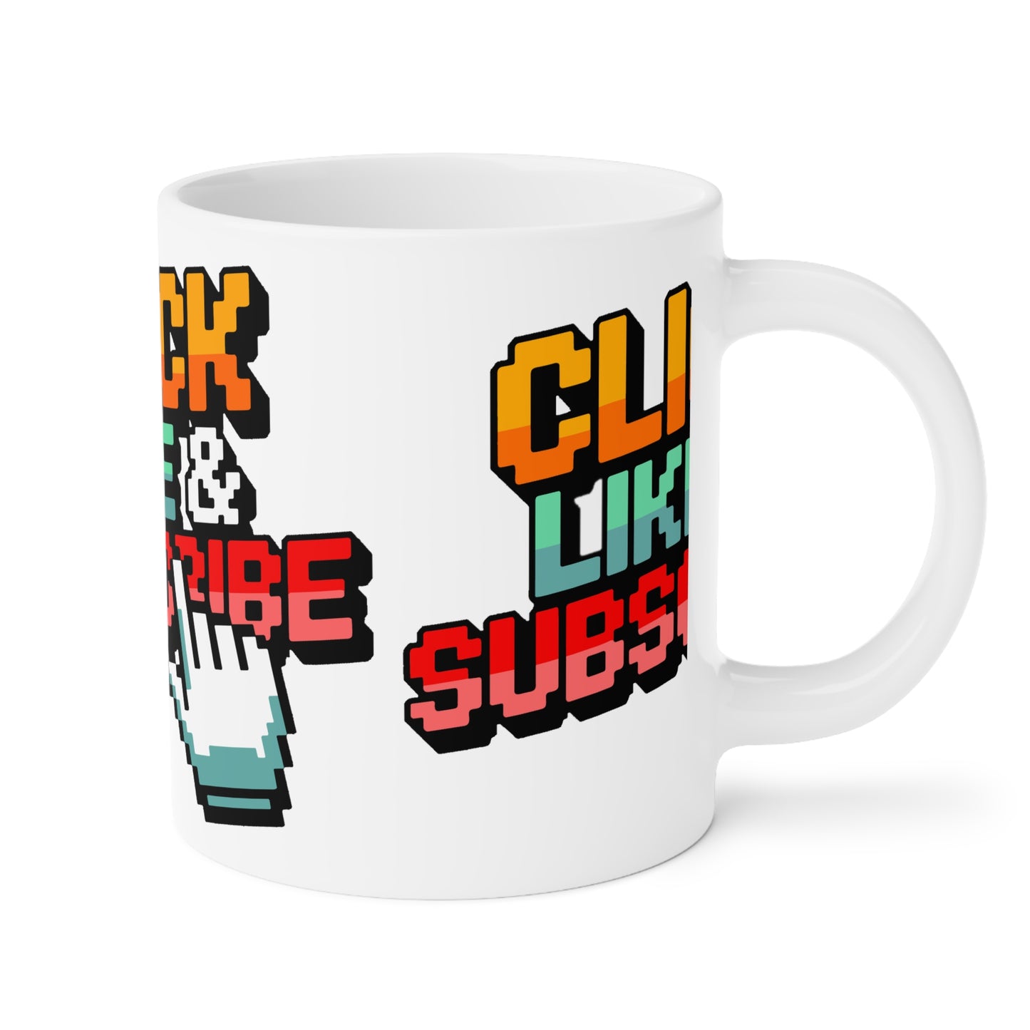 Big 8-Bit Click Like & Subscribe - Ceramic Mugs (11oz\15oz\20oz)