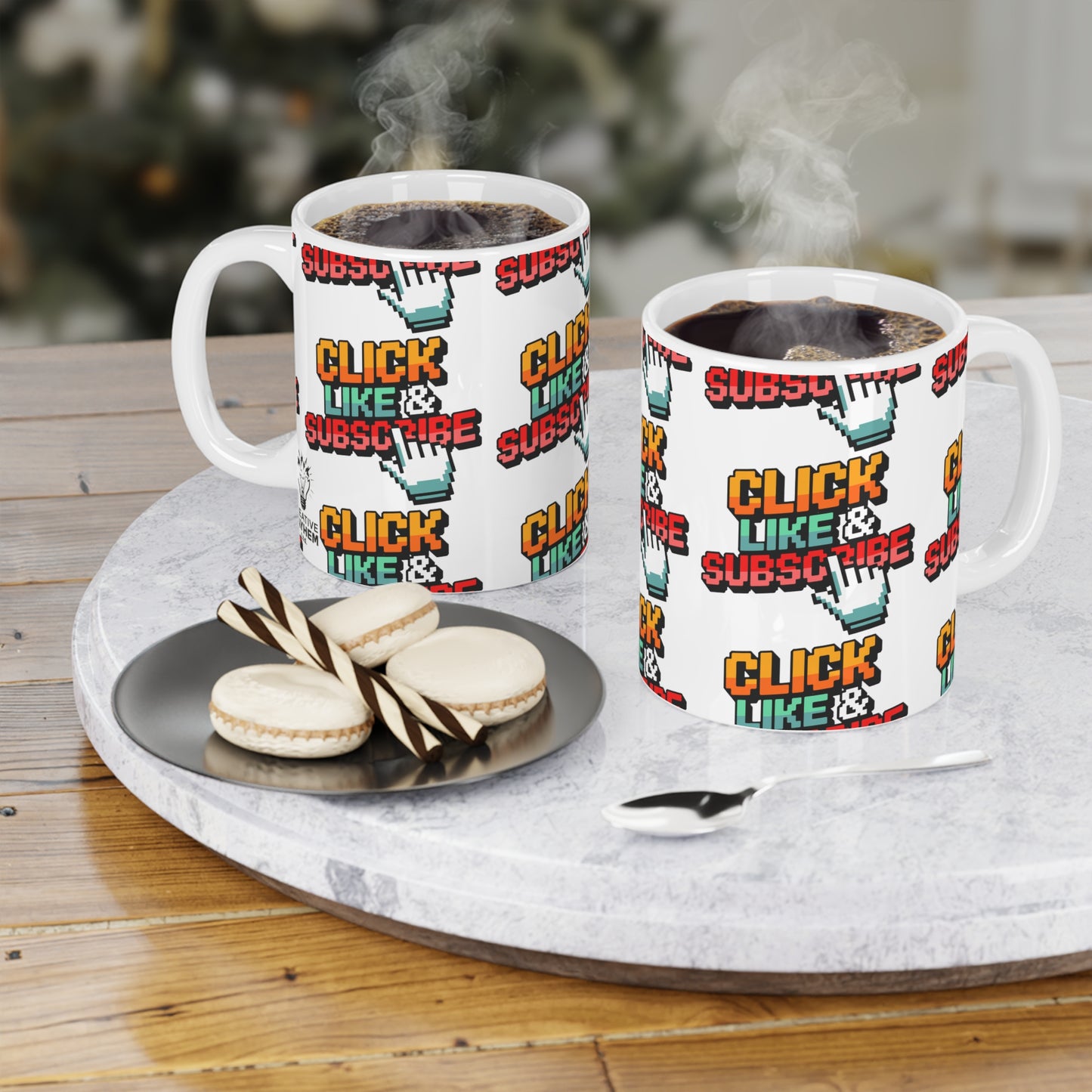 8-Bit Click Like & Subscribe - Ceramic Mugs (11oz\15oz\20oz)