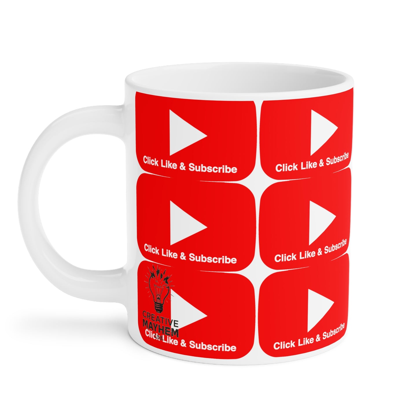 Red bar Click Like & Subscribe - Ceramic Mugs (11oz\15oz\20oz)