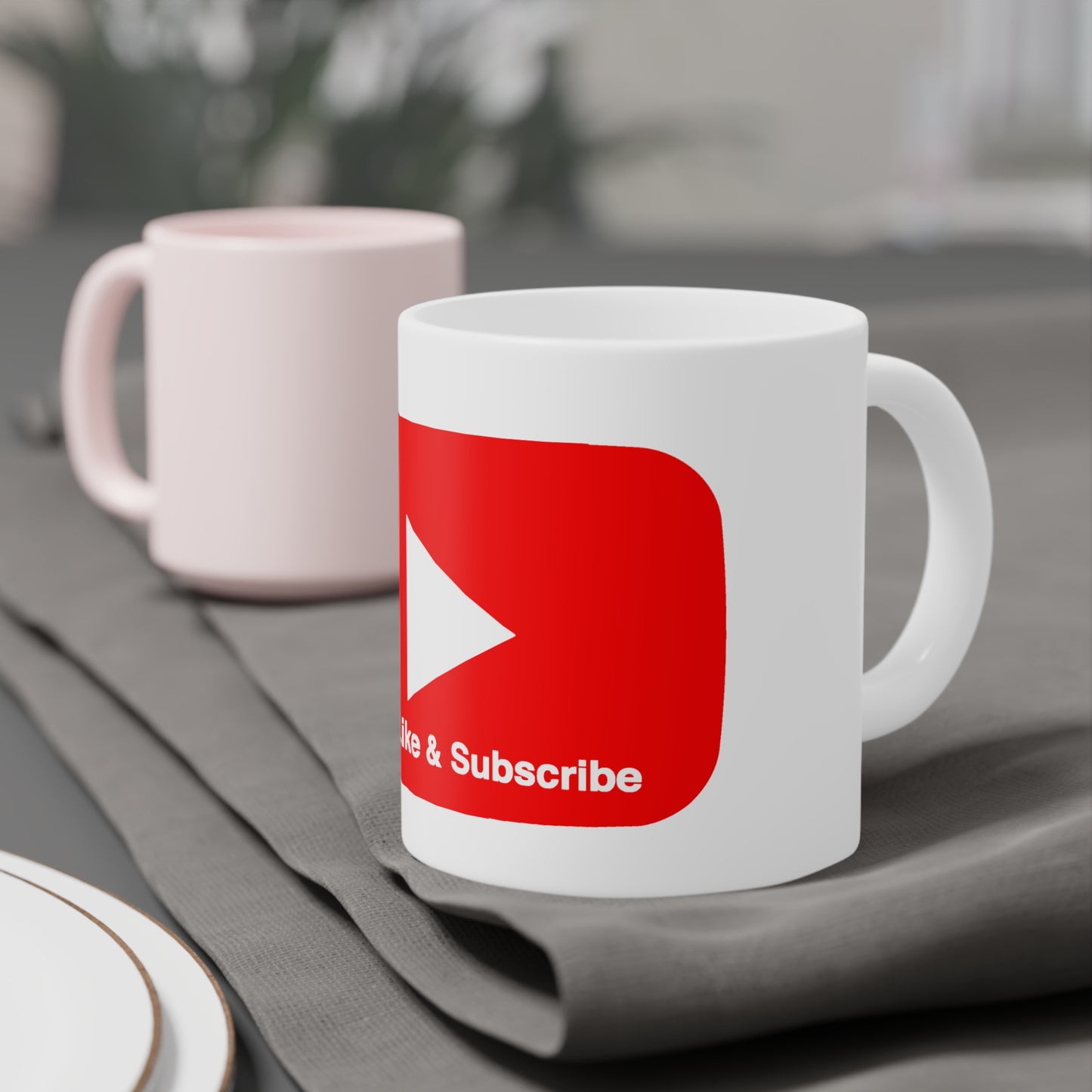 Big Red bar Click Like & Subscribe - Ceramic Mugs (11oz\15oz\20oz)