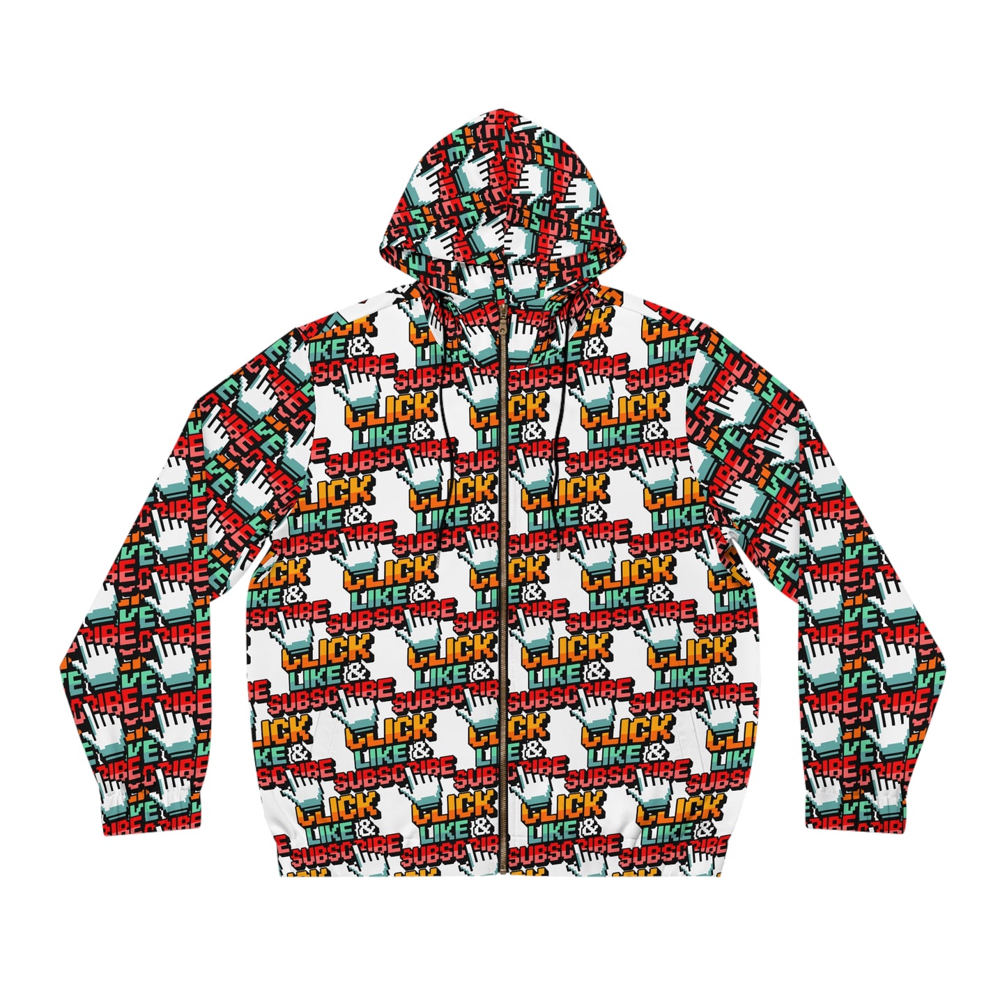 Full-Zip Hoodie 8 Bit Click Like and Subscribe for Video Creators