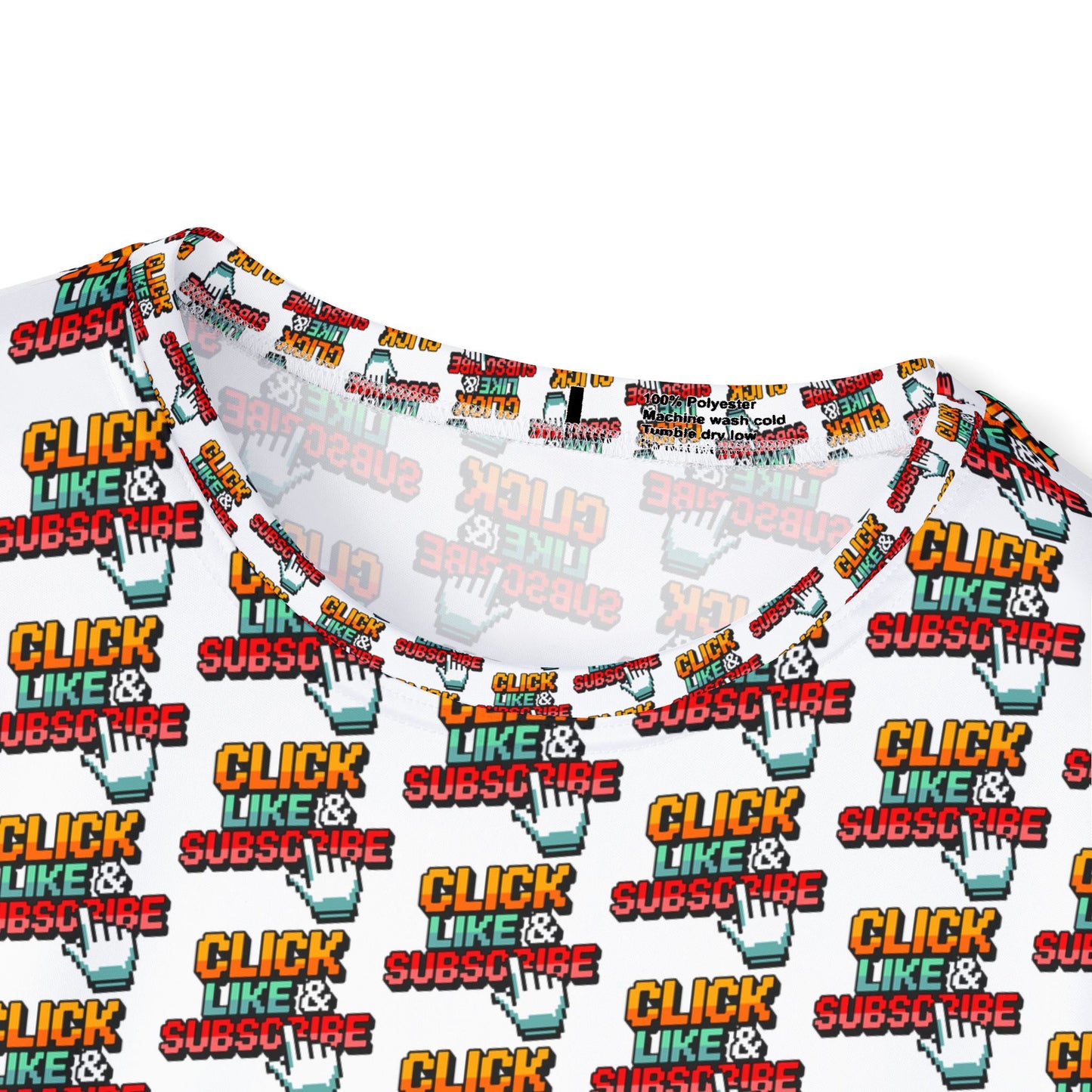 8 Bit Click Like and Subscribe Pattern Men's Sports Jersey (AOP - White)