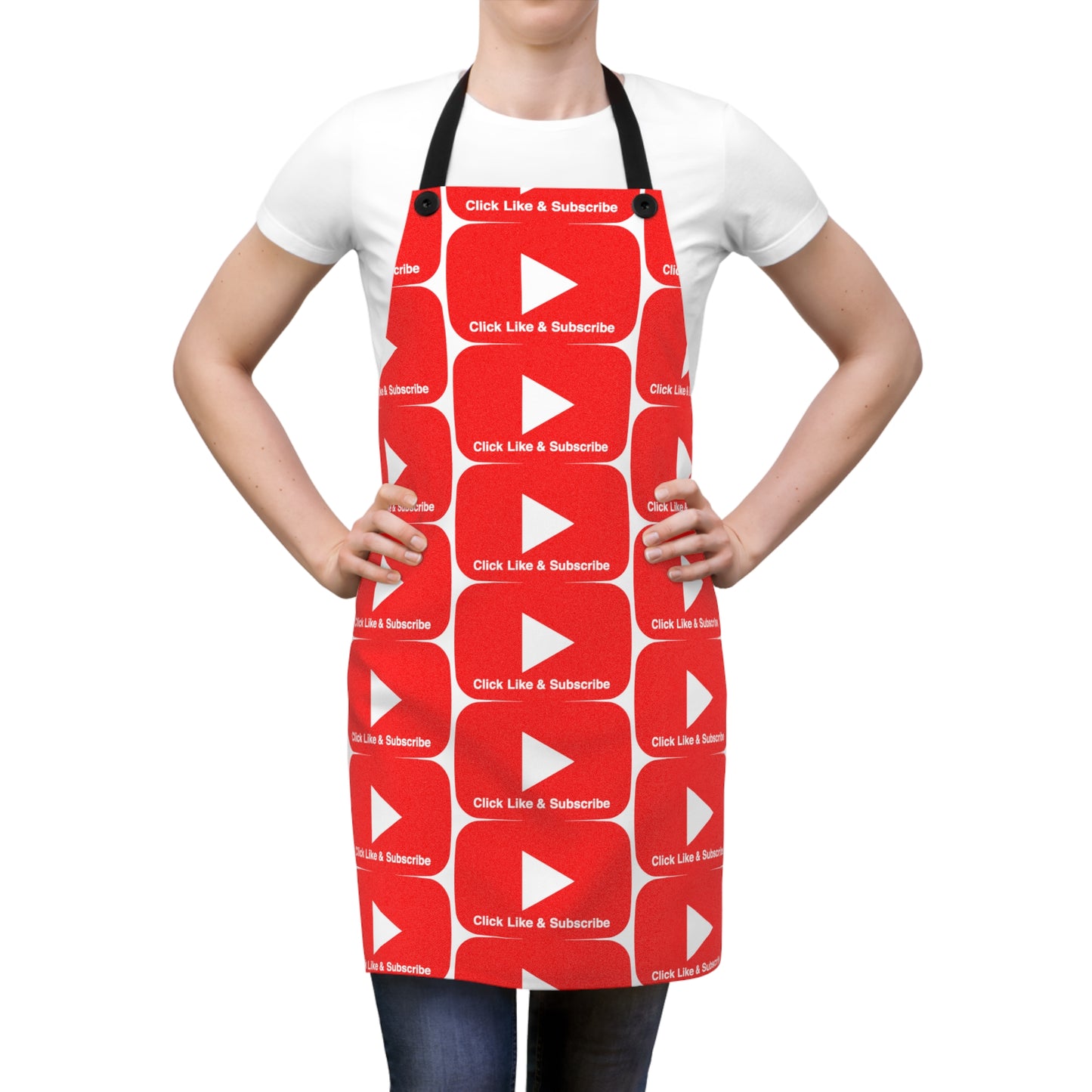 The Red Bar Click Like and Subscribe apron