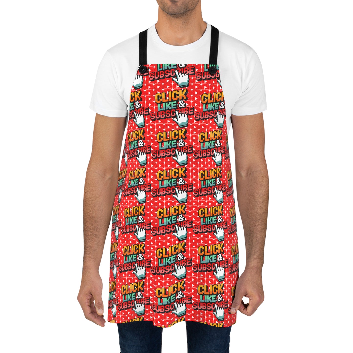 Red Bar + 8 Bit Click Like and Subscribe Apron