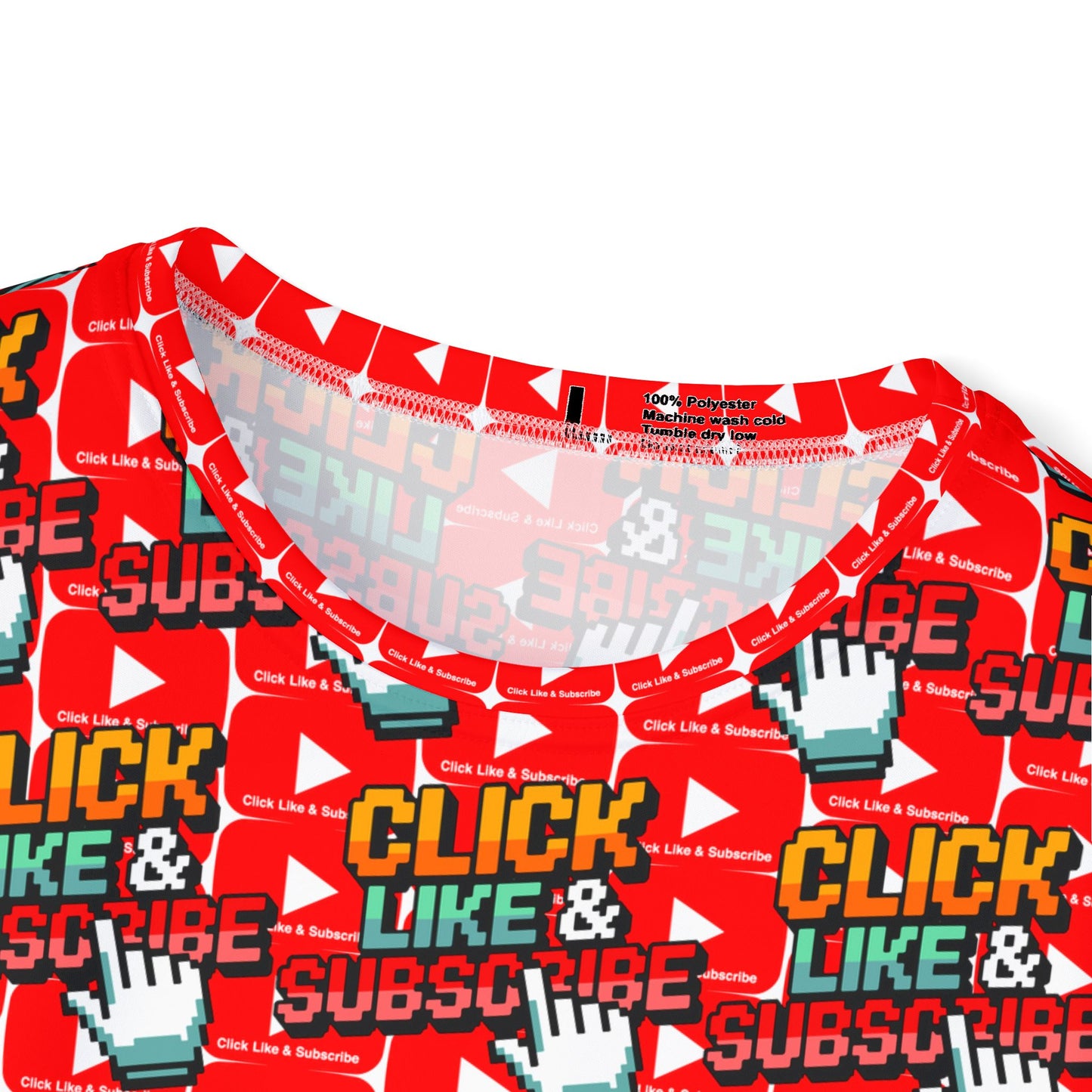 Red Bar & 8 Bit Click Like and Subscribe Pattern Men's Sports Jersey (AOP White)