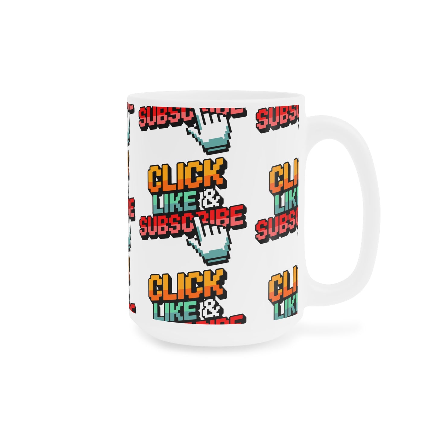 8-Bit Click Like & Subscribe - Ceramic Mugs (11oz\15oz\20oz)