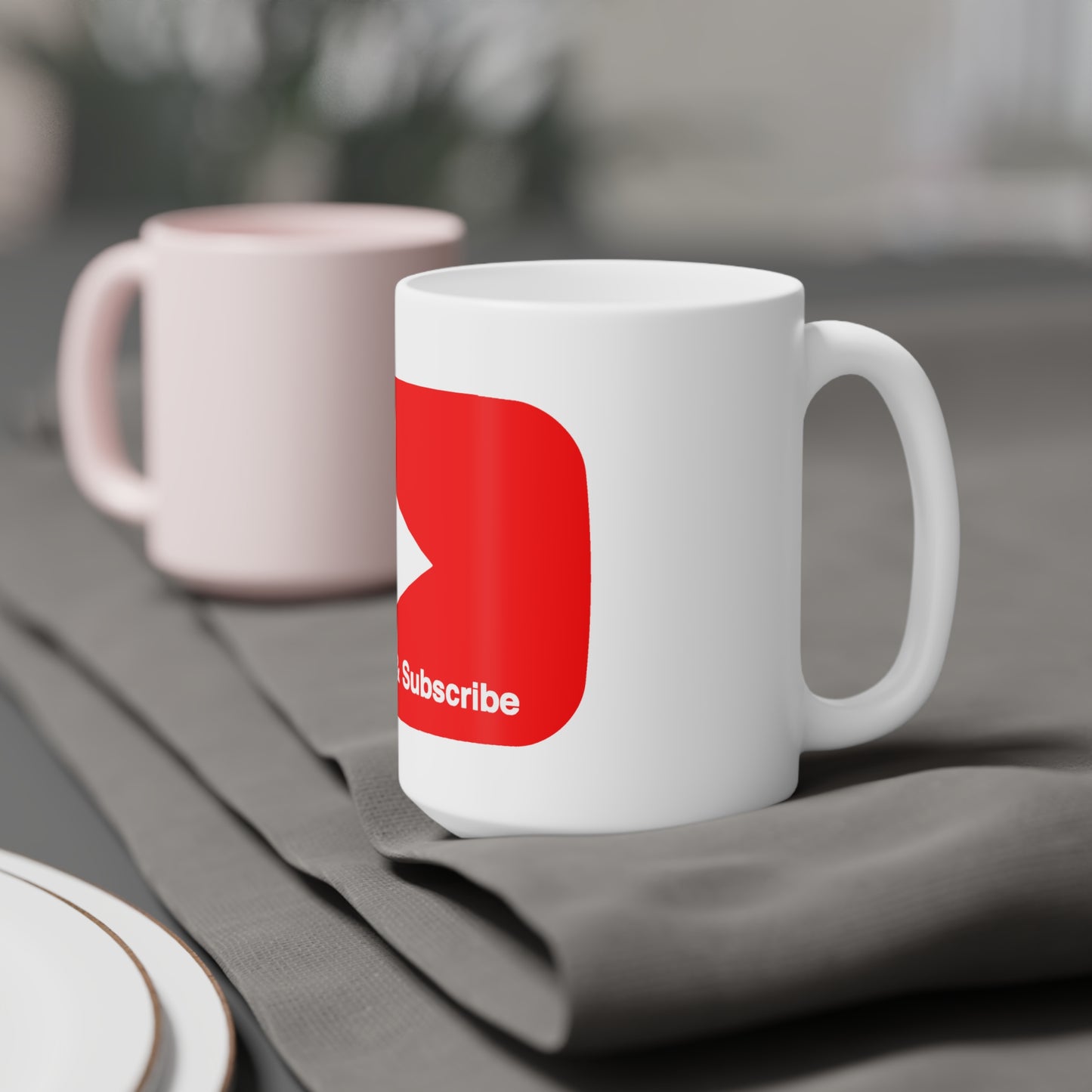 Big Red bar Click Like & Subscribe - Ceramic Mugs (11oz\15oz\20oz)