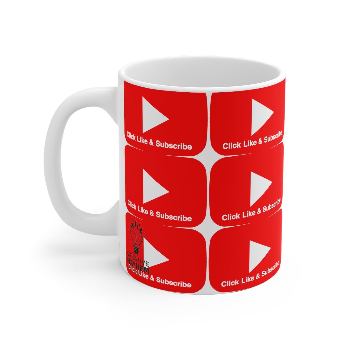 Red bar Click Like & Subscribe - Ceramic Mugs (11oz\15oz\20oz)